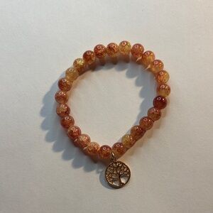 Elegant Gold and Orange Beaded Bracelet